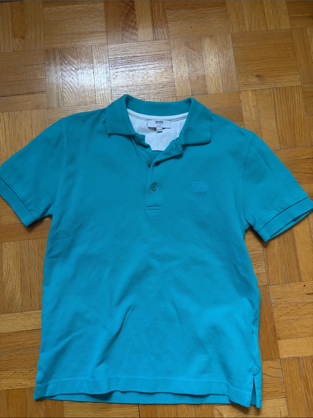 BOSS Kids Teal Polo Shirt with Embroidered Logo